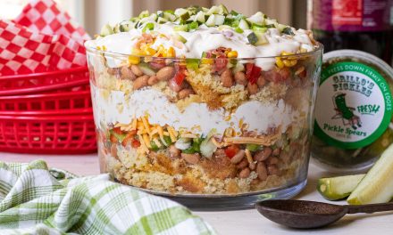 Add My Dilly Ranch Layered Cornbread Salad To Your Labor Day Menu – Made Perfect With Tasty Grillo’s Pickles