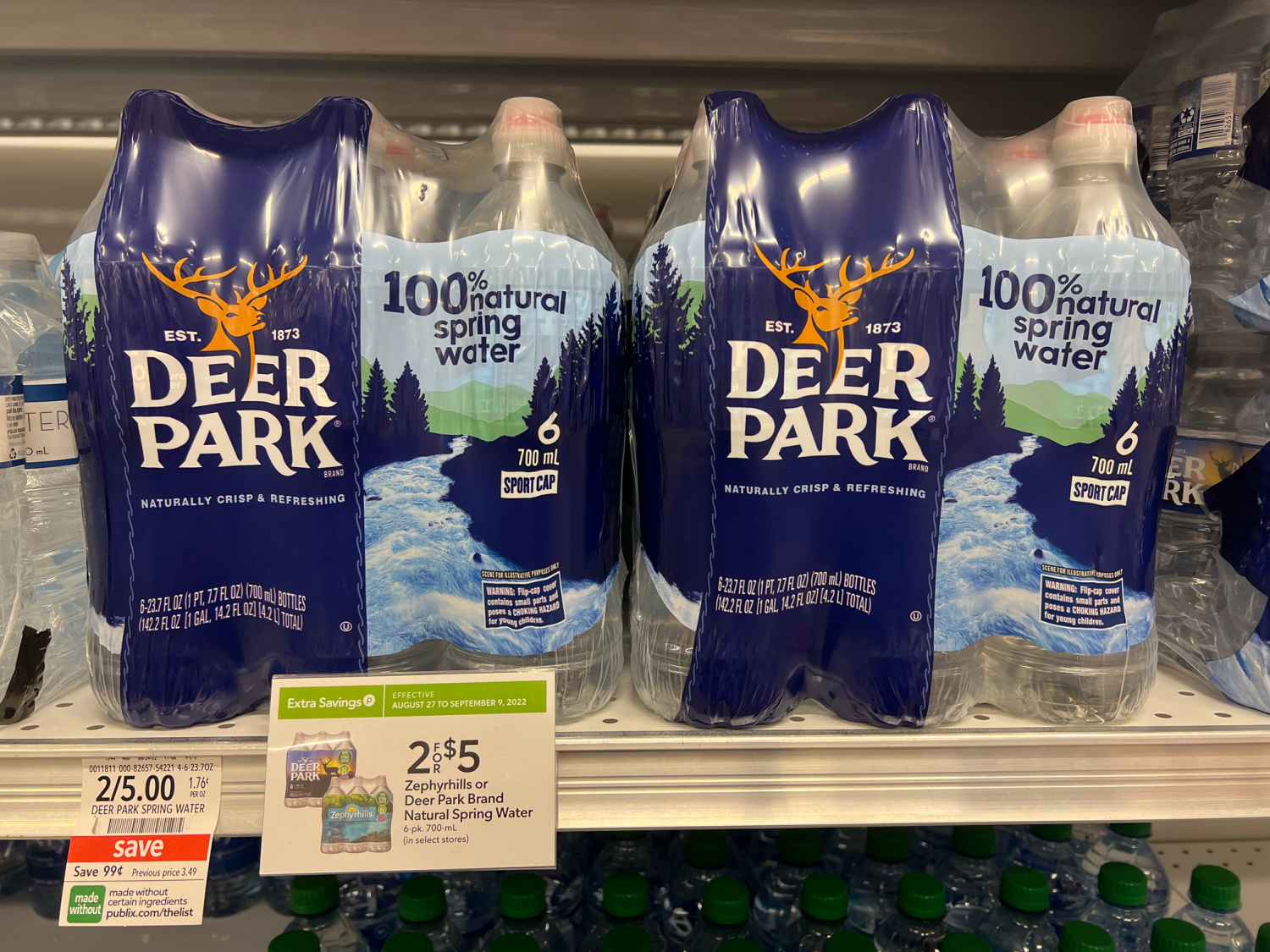 Zephyrhills Or Deer Park Brand Natural Spring Water 6Pack Only 1.75