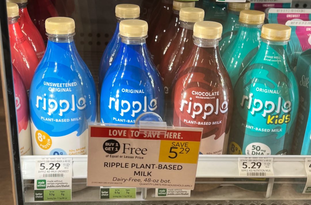 Ripple DairyFree Milk As Low As 1.65 At Publix (Regular Price 5.29