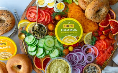 HOPE Hummus Makes Entertaining Easy & Delicious- Buy One, Get One FREE (Perfect For A Tasty Bagel Board!)