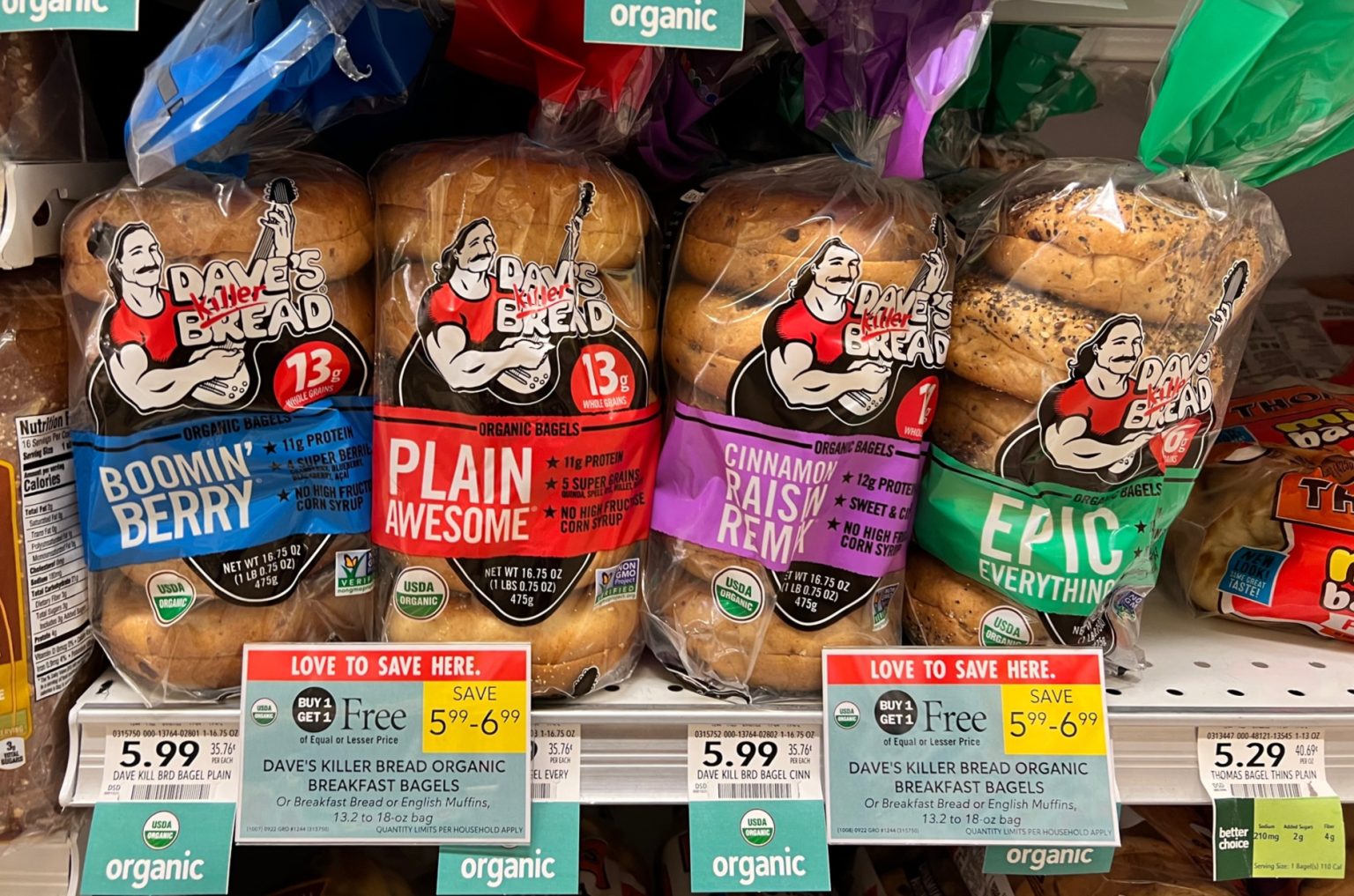 Dave’s Killer Bread Organic Bagels & English Muffins Just 2 At Publix