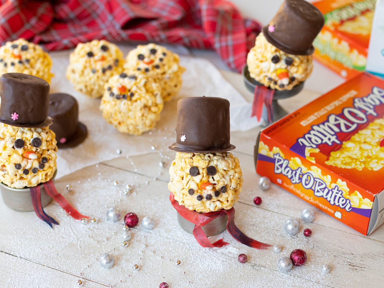 Get Festive With Tasty Popcorn Ball Snowman Treats Made With JOLLY TIME Pop Corn