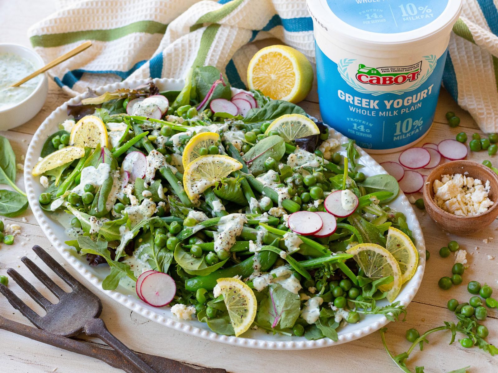Save $1 On Cabot Greek Yogurt – Perfect Timing For My Green Goddess Spring Pea & Asparagus Salad!