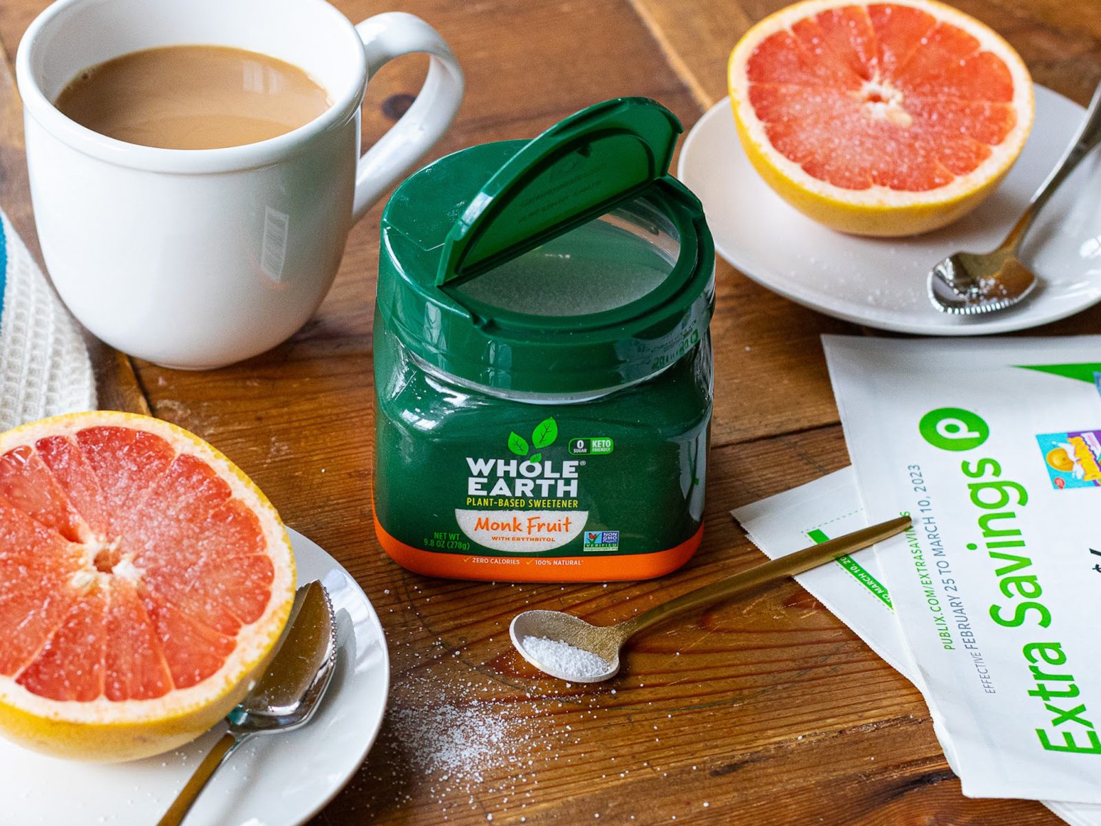 Introducing New Whole Earth® Monk Fruit with Erythritol Jars – Save Now at Publix