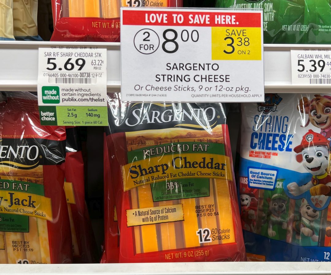 Sargento String or Stick Cheese Just 3.25 Per Pack At Publix