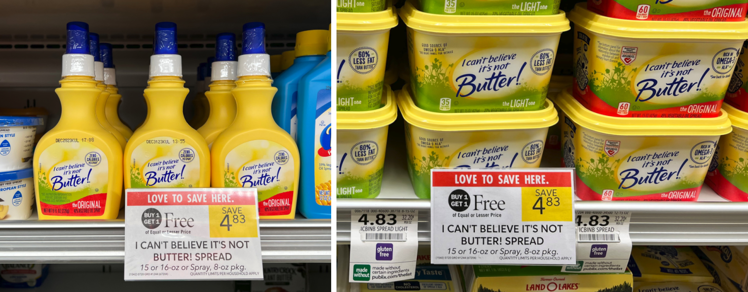 I Can’t Believe It’s Not Butter! Spread Or Spray As Low As 90¢ At