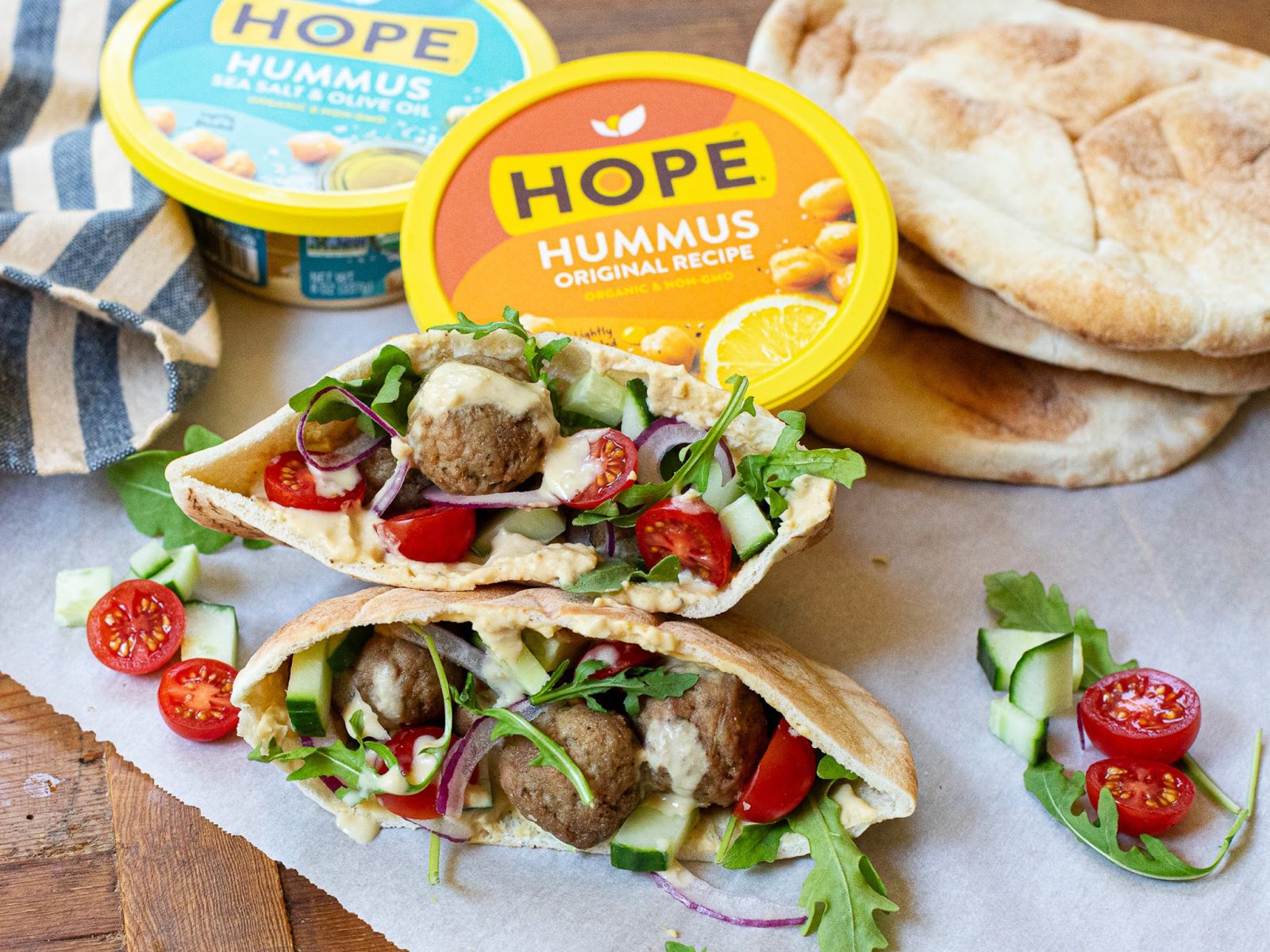 Easy Meatball Stuffed Pita Pockets Made With Delicious HOPE Hummus