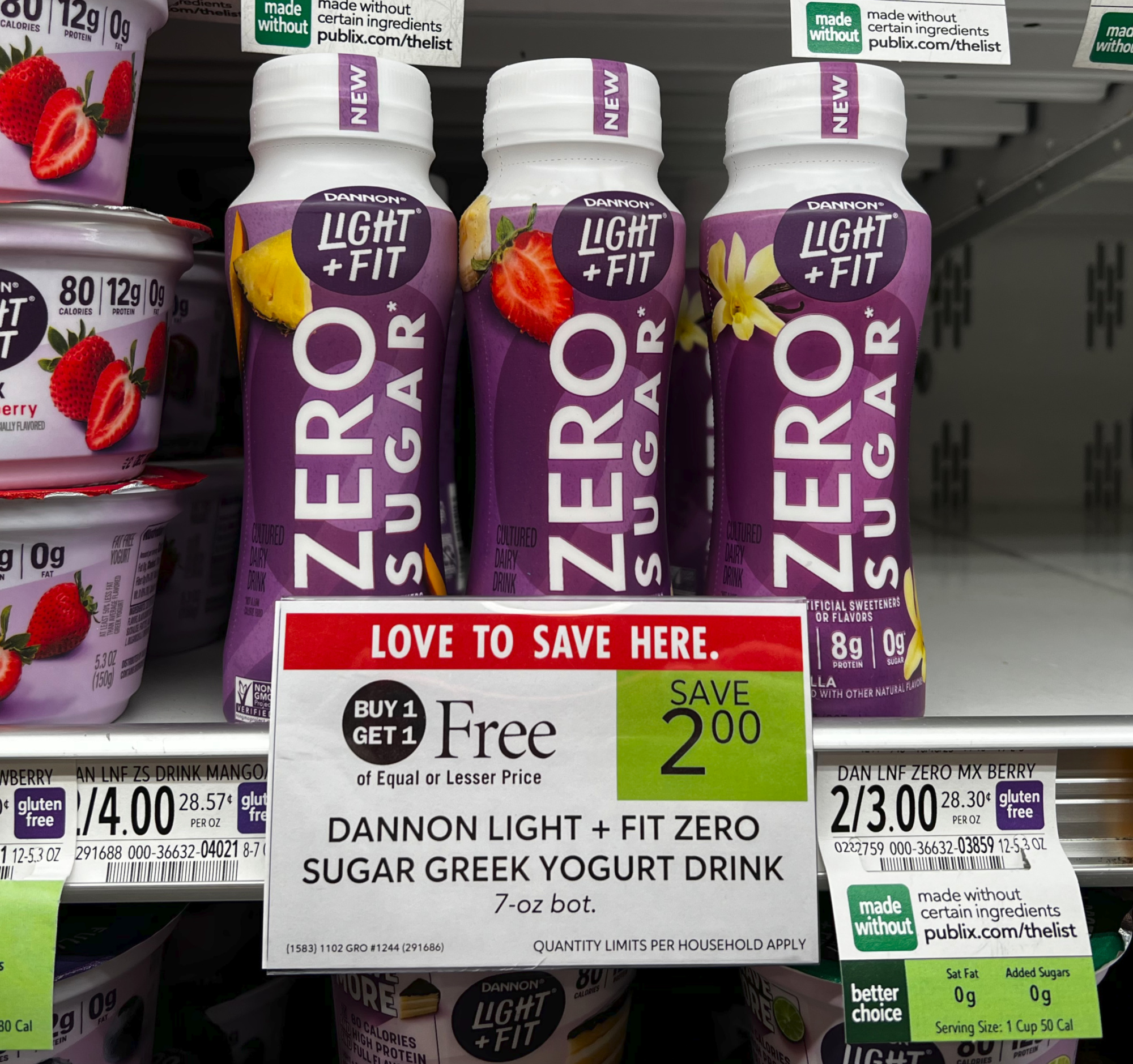 Pick Up Dannon Light+Fit Zero Sugar Yogurt Drinks For Just 25¢ At