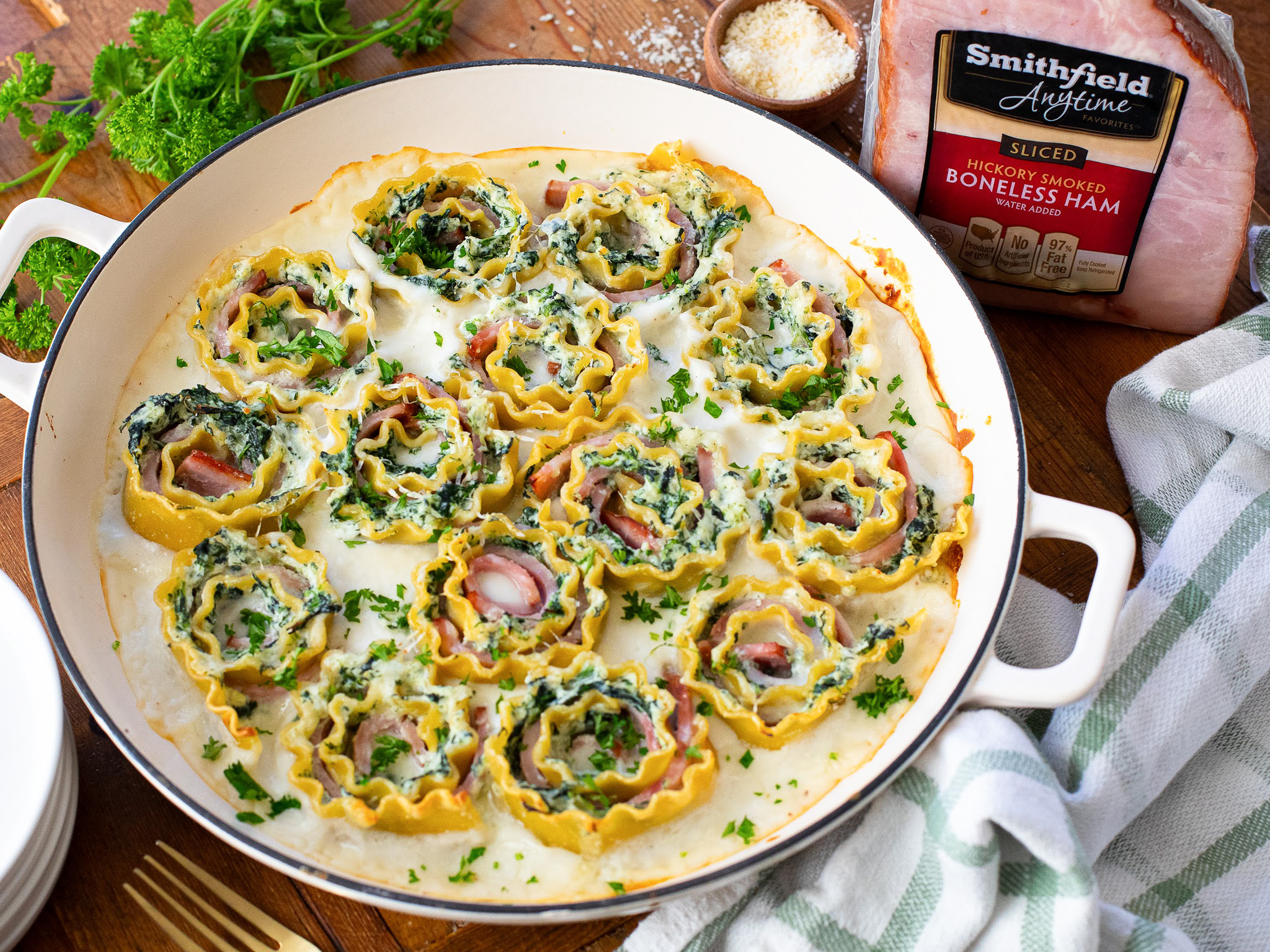 Cheesy Ham & Spinach Rollatini