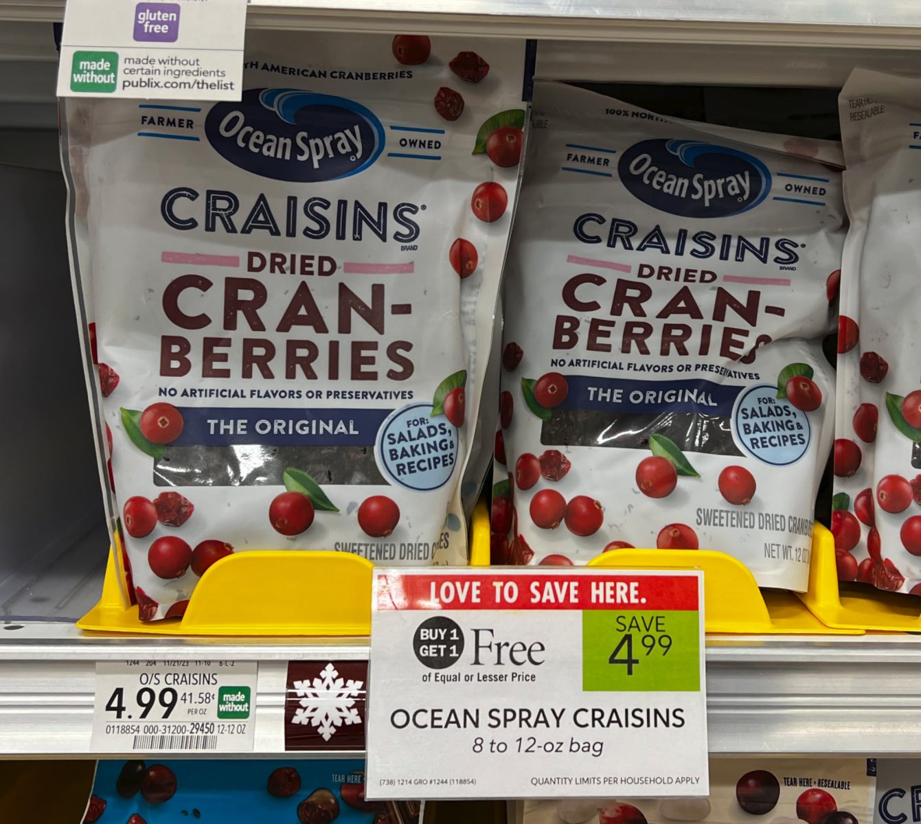 Ocean Spray Craisins Dried Cranberries As Low As 2 At Publix