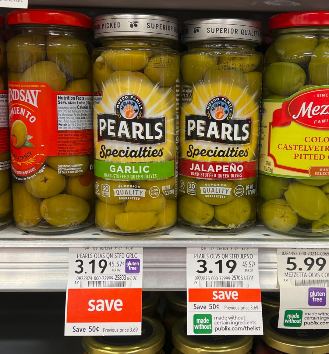 Pearls Specialties Stuffed Queen Olives Just 2.69 Per Jar At Publix