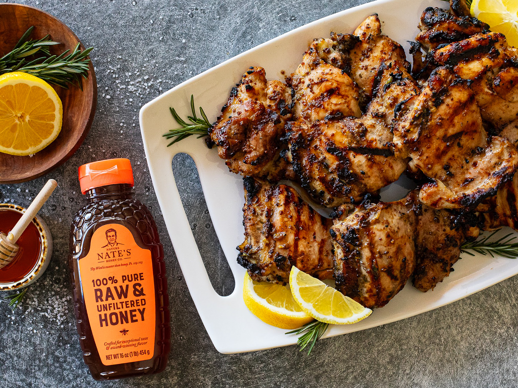 Honey Dijon Grilled Chicken Thighs Nature Nate’s Honey