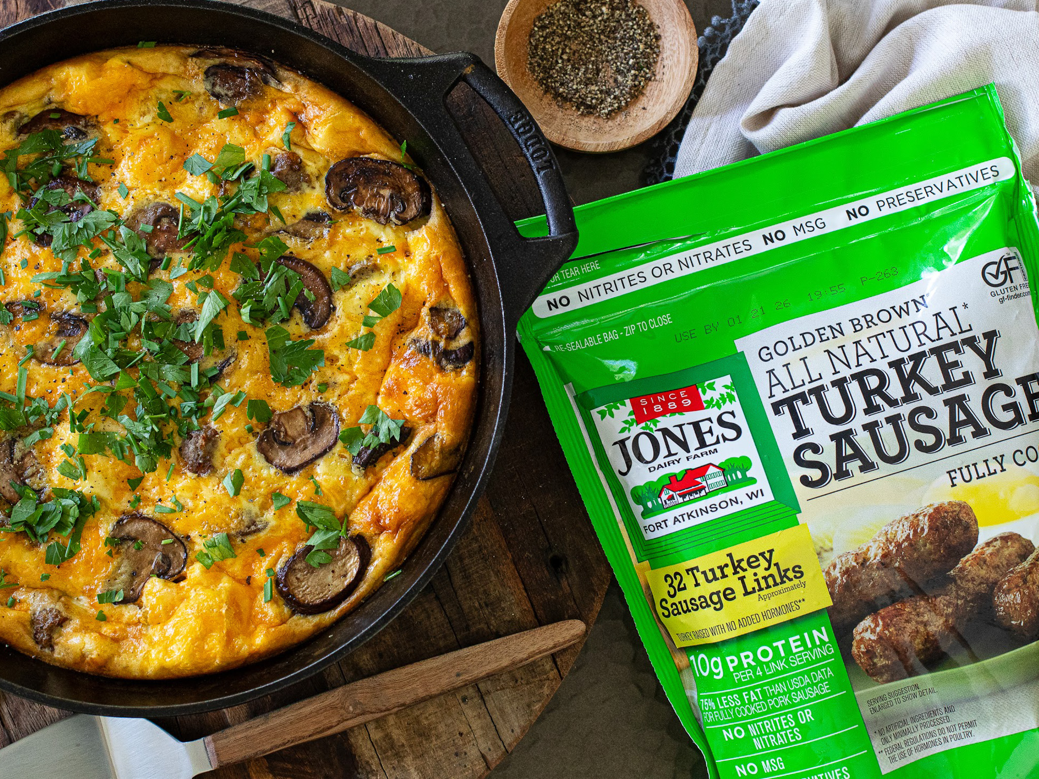 Jones Mushroom Sausage Fritatta whole