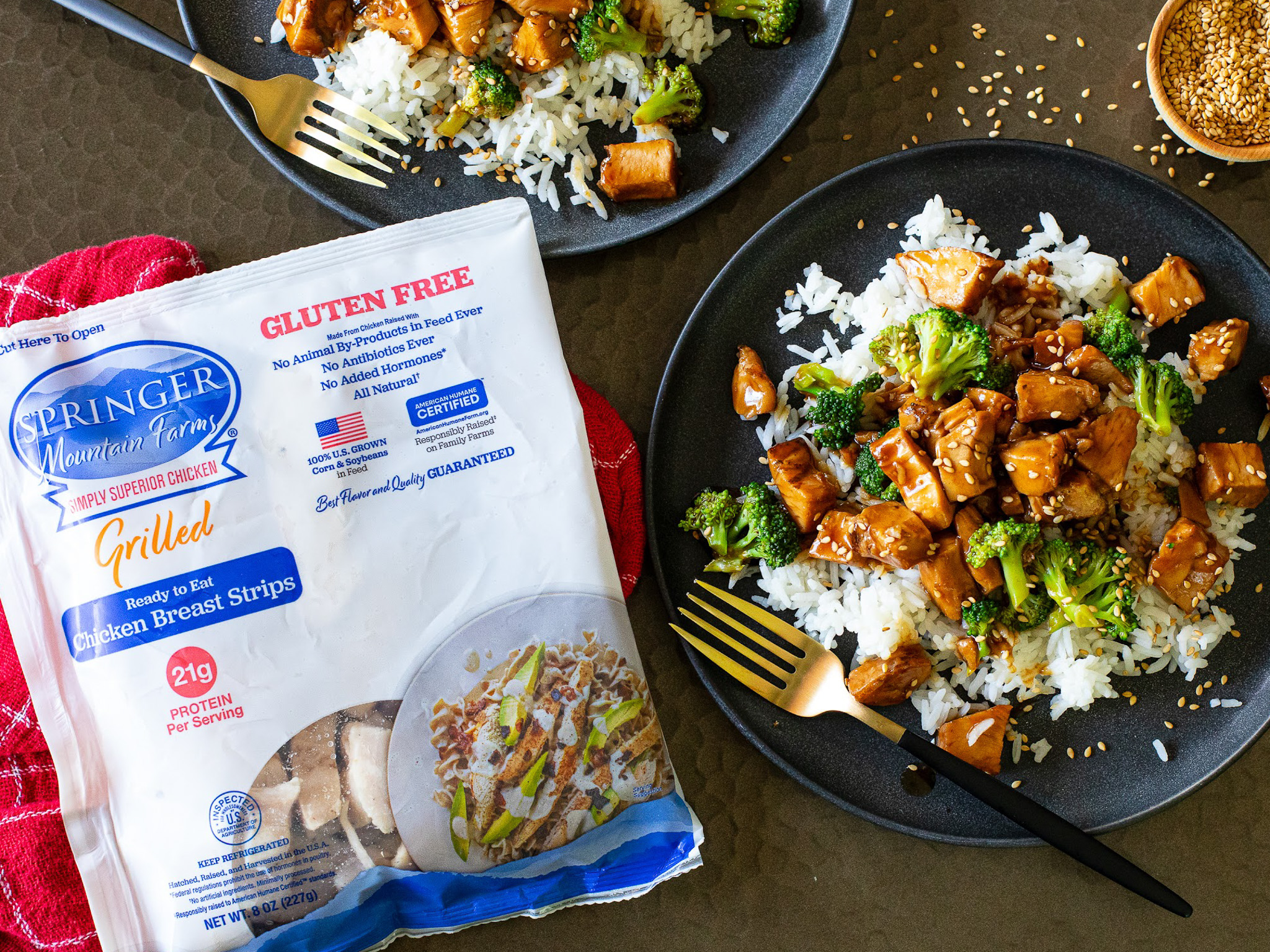 Springer Mountain Chicken Strips-teriyaki rice